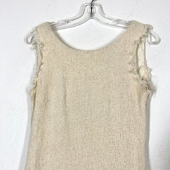 Zara Dress Tiered Fringe Minimalist Knit Lagenlook Ivory Off White - Picture 3 of 8
